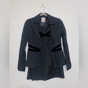Nanette Lepore ruffled skirt/blazer set with velvet detailing